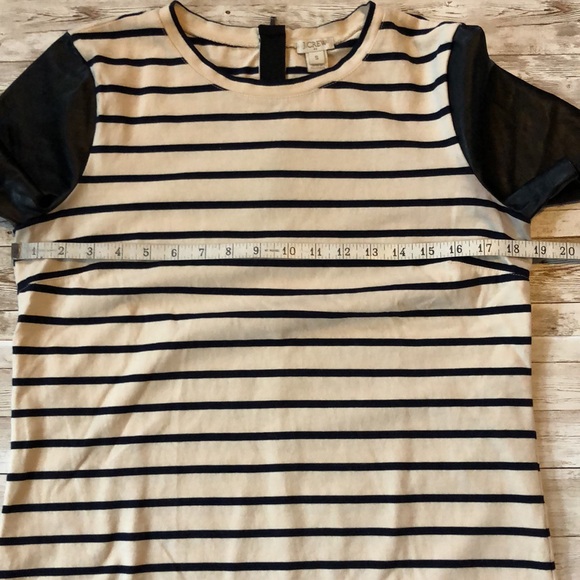 J. Crew striped, exposed zip back knit shirt w/faux leather sleeves - size S - Picture 12 of 13